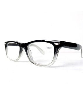 Retro +1.25 WIDE FIT Reading Glasses Black Fade Handsome Rectangular Horn Rim